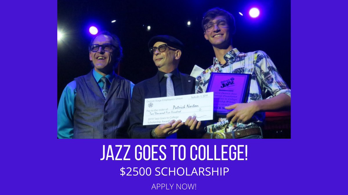 ⭐️ APPLY NOW ⭐️ for our Jazz Goes to College Scholarship! We've teamed up with our friends at @IATSE038 to create scholarships for college students currently enrolled in music and theater tech programs.  

Details: bit.ly/22JazzGoesColl…

#detroitjazzfest #scholarship