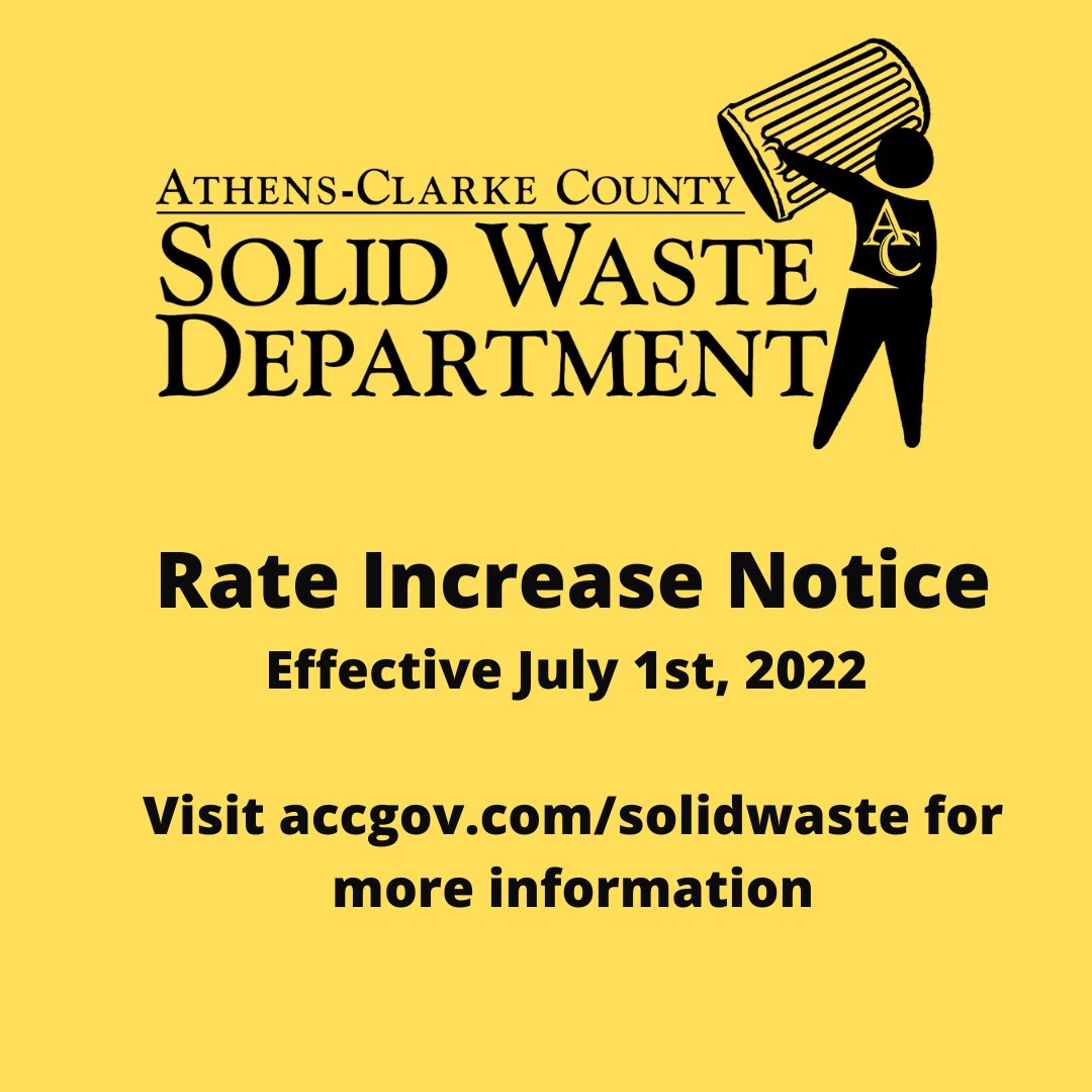 accsolidwaste's tweet photo. Unfortunately, due to circumstances outside our control, there will be a price increase for solid waste services effective July 1st. https://t.co/8E9cgIfEJZ