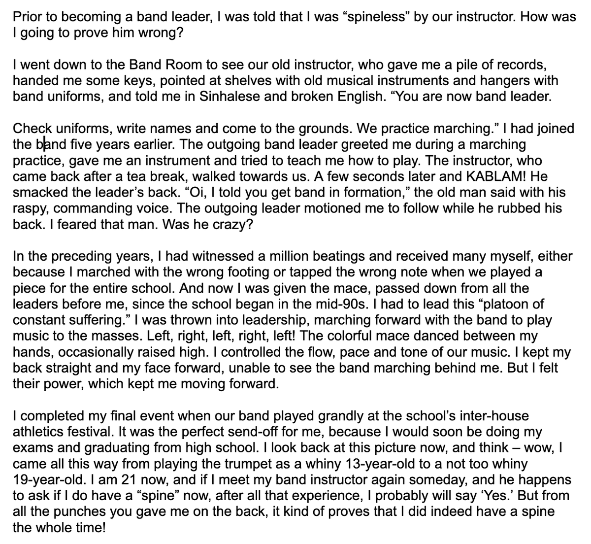 HumansofUCSB's tweet image. 𝐊𝐞𝐯𝐢𝐧 𝐀𝐛𝐞𝐲𝐬𝐞𝐤𝐚𝐫𝐚
𝐌𝐞𝐜𝐡𝐚𝐧𝐢𝐜𝐚𝐥 𝐄𝐧𝐠𝐢𝐧𝐞𝐞𝐫𝐢𝐧𝐠 𝐦𝐚𝐣𝐨𝐫/ 𝟑𝐫𝐝 𝐲𝐞𝐚𝐫

Prior to becoming a band leader, I was told that I was “spineless” by our instructor. How was I going to prove him wrong....