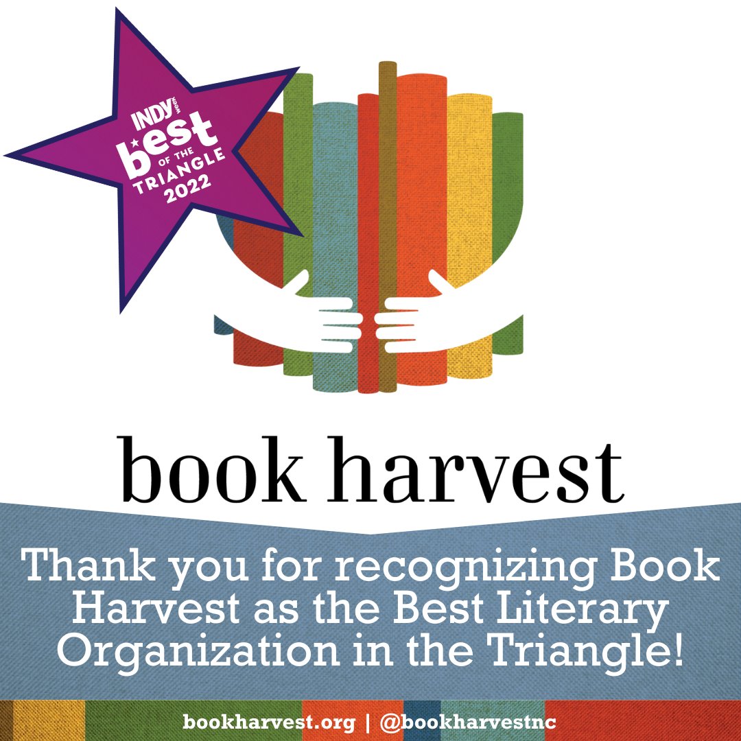 bookharvestnc's tweet photo. Such a neat category! Thank you to everyone who selected Book Harvest as @indyweek Best Literary Organization in the Triangle! #indyweek #bestofthetriangle2022 https://t.co/6wugpm9SqH
