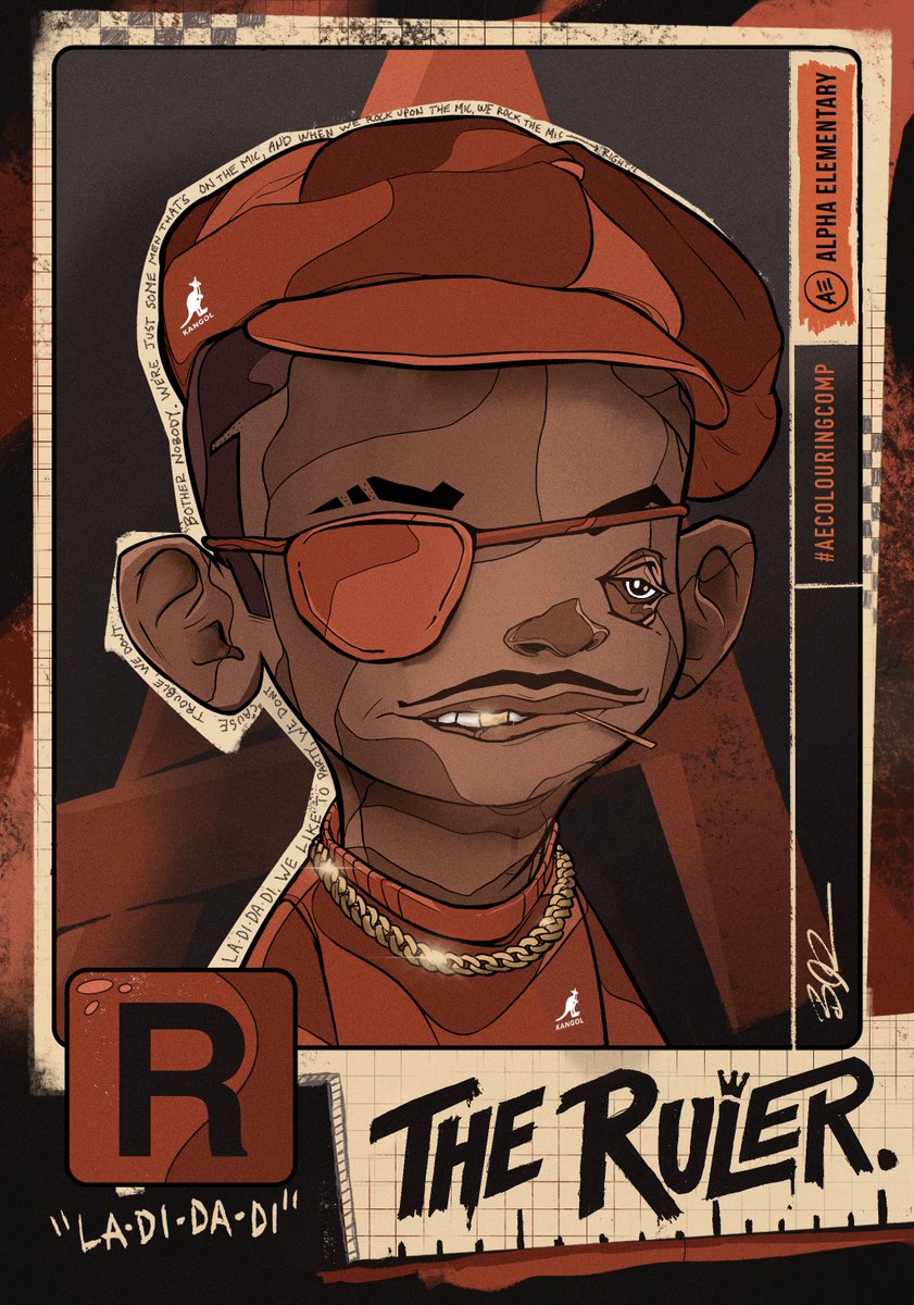 BrettJReed's tweet photo. A little more "colouring" over the weekend. @AlphaAcademyNFT gives me lots of hip hop vibes, so here's one for the culture...#aecolouringcomp https://t.co/2KWI0LBgd0