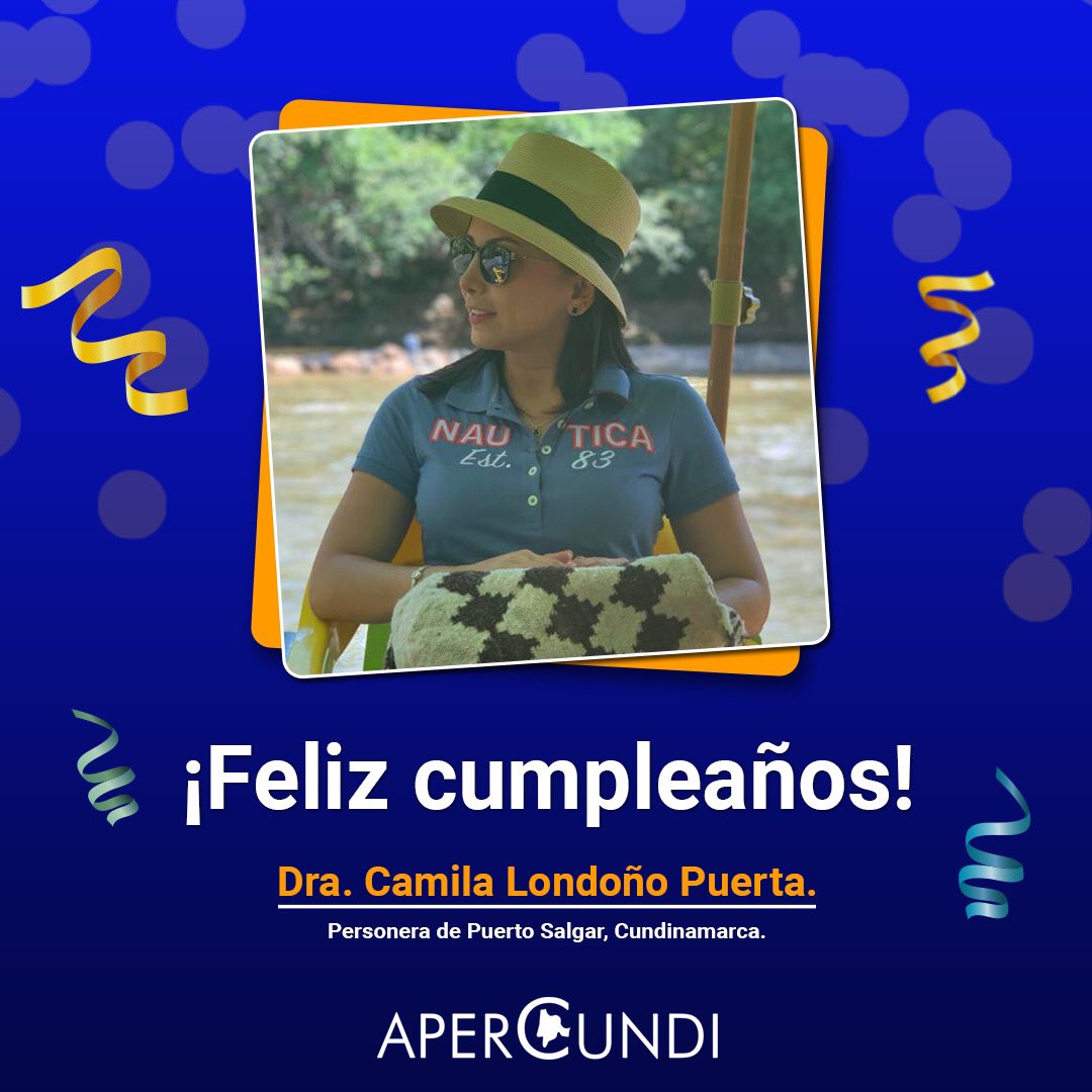 APERCUNDIN's tweet photo. 🎂🎉👏🏻🎁🎊🎈Hoy de manera muy especial, enviamos un saludo de felicitación en su cumpleaños a la Dra. Camila Londoño Puerta, personera de Puerto Salgar, Cundinamarca, deseándole lo mejor en su día.

Destacamos su labor, compromiso y dedicación como agente del Ministerio Público. https://t.co/c7yruDc1xd