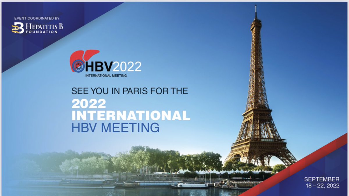 ABSTRACT DEADLINE extended to July 1st! Come present your latest research and interact with all your colleagues at the International HBV Meeting this September in Paris! hbvmeeting.org
