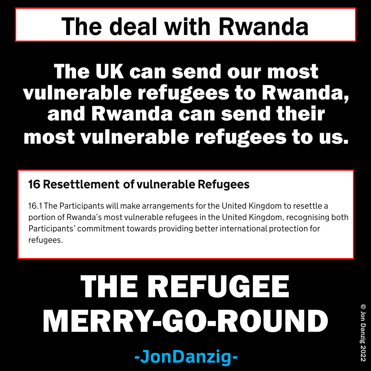 Jon_Danzig's tweet photo. It’s a big con, playing with the lives of vulnerable people. In return for the UK sending our #refugees to #Rwanda, under the deal struck with @PritiPatel, they can send their refugees to us. My report on Facebook: https://t.co/YBk3qcAaH1 LinkedIn: https://t.co/ezezdmB4qJ https://t.co/DDT7kooy03