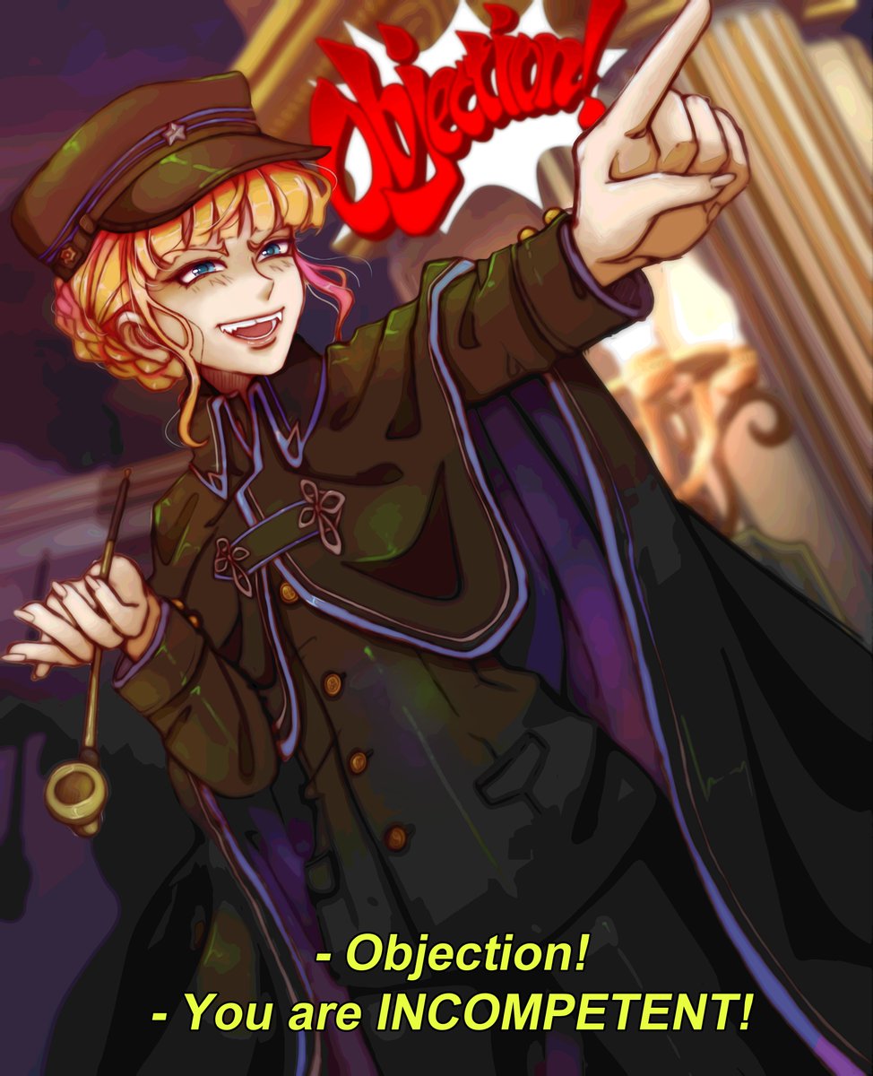 DrawsZucchini's tweet photo. Also did Beato TGAA attorney, in Runo/Kazuma/Ryutaro(Susie) uniform.
Wasn't sure if I should post it or nah. It turned out more green than intended.
(Objection and Background are not actually done by me. ;w; Shame!!) https://t.co/0oWkV8aUKo