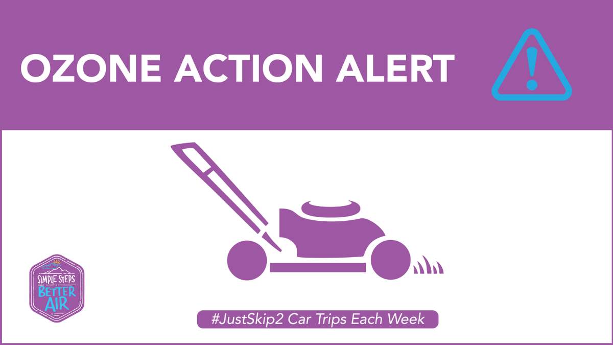 ozoneaware's tweet photo. Lots of 🌞 and heat today resulted in a Ozone Action Alert until midnight tonight. Wait until after 5pm to cut the grass and prevent ozone tomorrow by combining car trips. #JustSkip2 #simplestepsbetterair https://t.co/MqhFoZEg5z