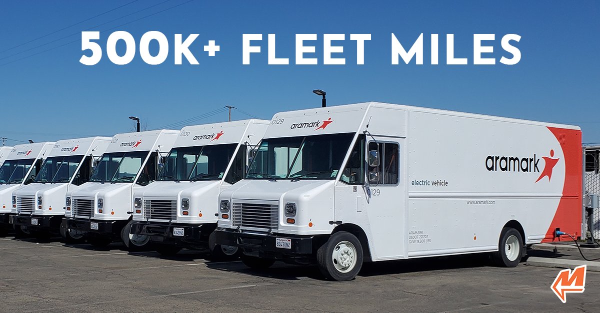 Congratulations <a href="/Aramark/">Aramark Corporation</a> for surpassing 500k miles driven with their #MotivPS powered #fleet. Our custom, modular, innovative technology delivers exceptional results— just ask our customers!

#EV #ElectricVehicle #ElectricTrucks #ZeroEmission #MotivDelivers