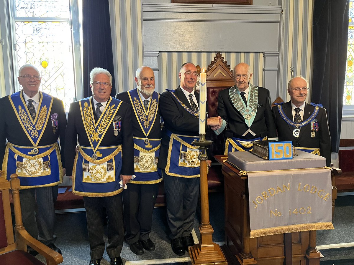 davidcpurdie's tweet photo. Good to be part of Jordan Lodge Sesquicentennial Celebration as VGO along with APGM’s WBro’s Peter Keaty and Craig Cox along with WM WBro Geoff Jordan on this memorable evening @UGLE_GrandLodge @PeteKeaty @BJordan2803 @TheSquareMag @coxytheassessor #masons https://t.co/XwumdBZfhW