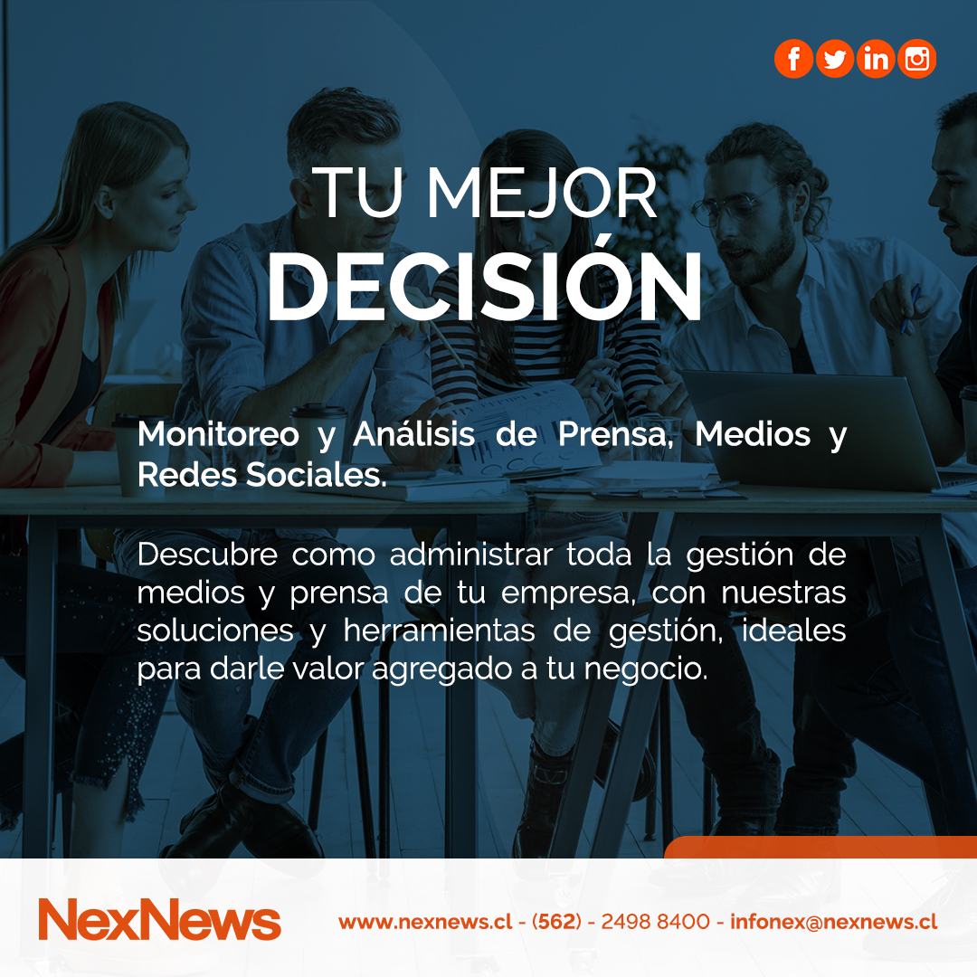 NexNewsOficial's tweet image. Elegir a NexNews, será tu mejor decisión 👌.

Contáctate con nosotros para más información de nuestros servicios ☎️.

#socialmediatracking #socialmedia #mediatracking #analisisdemedios #chile #mediosdecomunicación #agencias