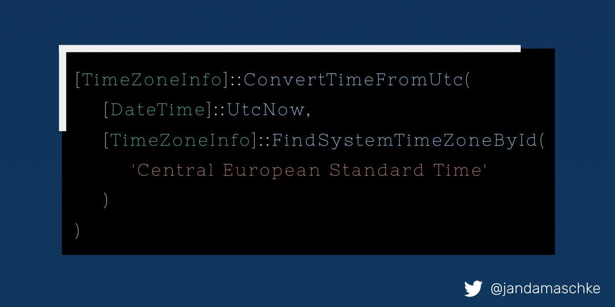 JanDamaschke's tweet image. Need a #PowerShell snippet for a daylight saving aware timestamp?
Great for #Azure Functions ⚡️
#Serverless #Snippet