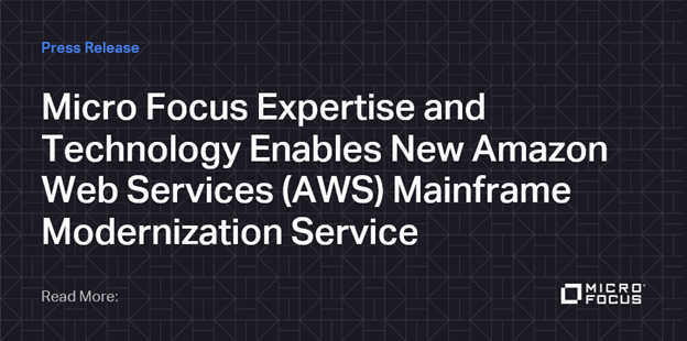 .<a href="/MicroFocus/">Micro Focus</a> is a key partner in the new AWS Mainframe Modernization service that supports complex mainframe modernization projects. Read the press release announcing the general availability of AWS Mainframe Modernization service: microfocus.com/en-us/press-ro…