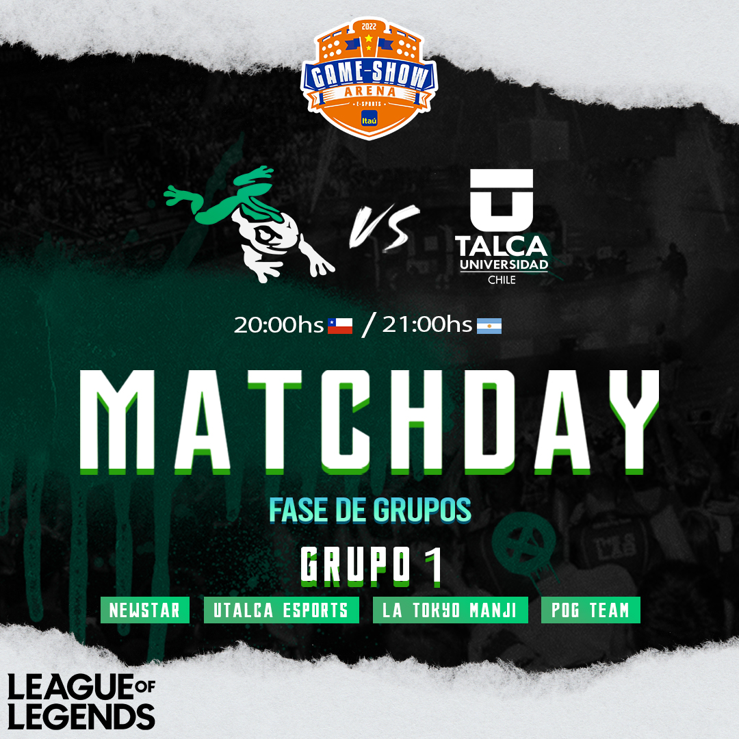 PoGTeamLatam's tweet photo. Dia de LoLcito!! 🔥
Hoy en la #gameshowarena nuestras ranas estarán de examen ante la escuadra esports de @UTalca  ?🐸
Aprobaremos con una VICTORIA para clasificar??💪

#dalepog

#esports #LeagueOfLegends https://t.co/XVyGTGYG1q