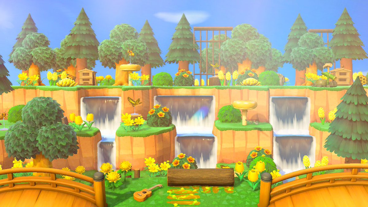 Double bridge sunken waterfall in Animal Crossing ✨