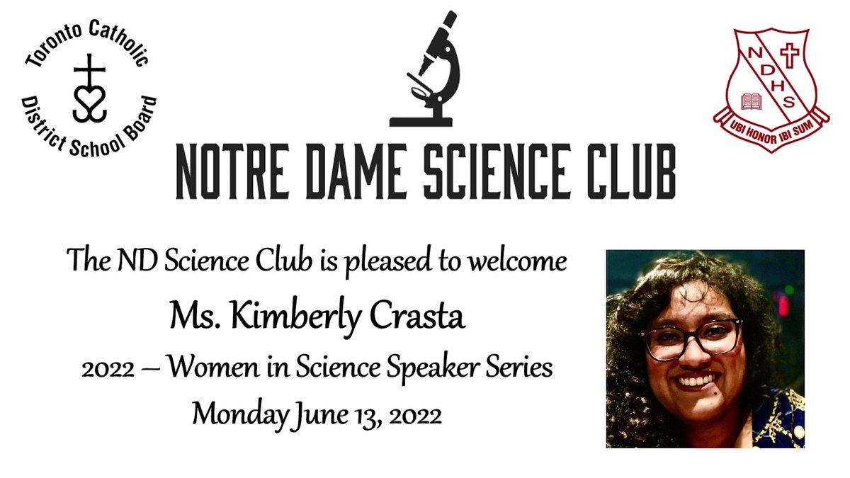 lendyl_dsouza's tweet photo. Thank you @kimcrasta for taking time to Zoom with us! We truly appreciate your honest stories, inspiring words, and your genuine interest in promoting STEM to our students.
#inspiringourgirls #scienceneedsyou #teachthis #ndscienceclub #womeninSTEM
@TCDSB @ndhsbeach https://t.co/ShCtXg1l79