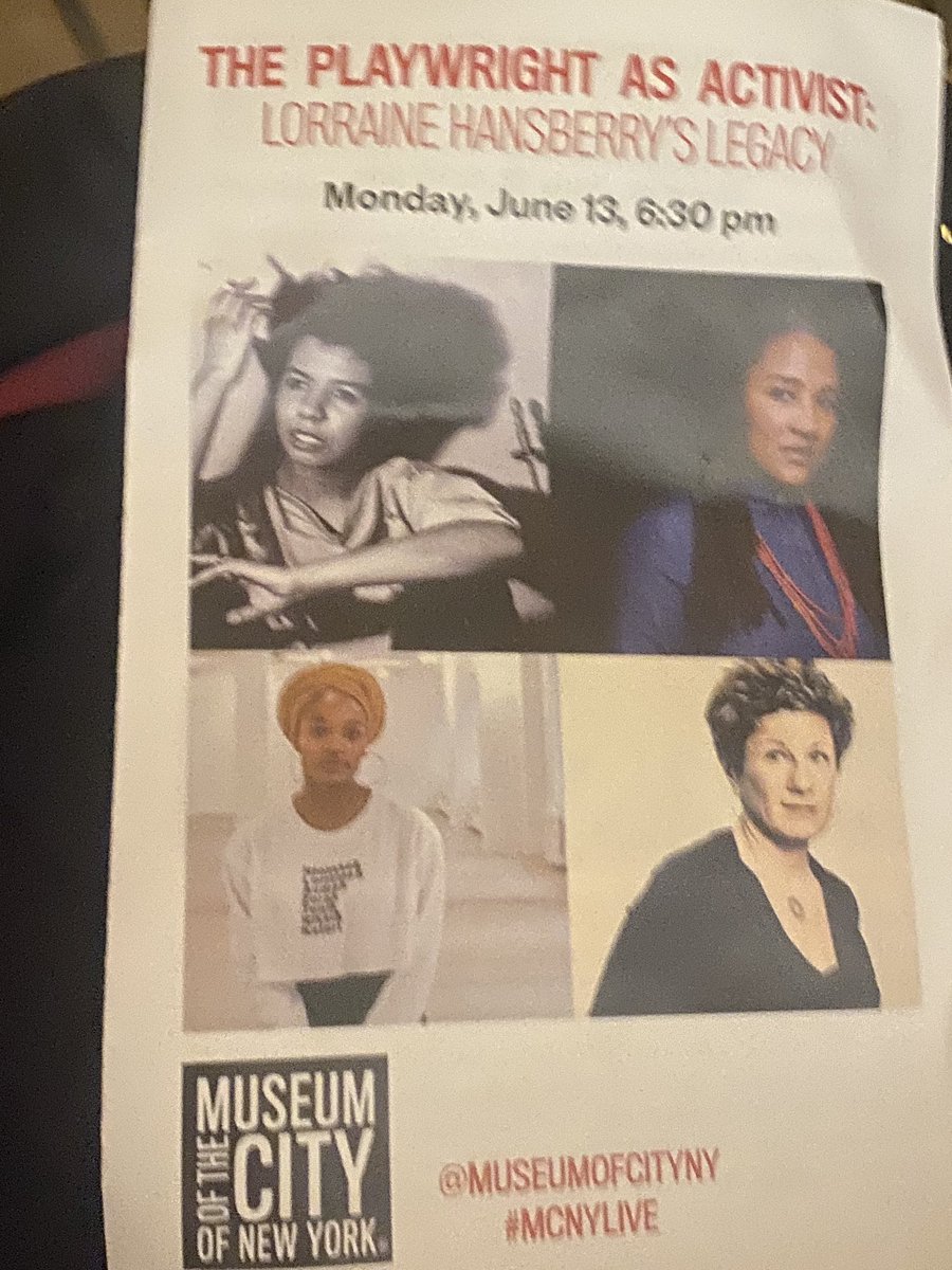 tainabienaime's tweet photo. Celebrating Lorraine Hansberry, 1st Black queer woman to stage a play on #Broadway, with Lynn Nottage @Lynnbrooklyn, Lisa Kron, & Erika Dickenson-Despenza. Playwrights as Activists #TransgressiveWomen #MCNYLIVE https://t.co/cW9hIyiL3E