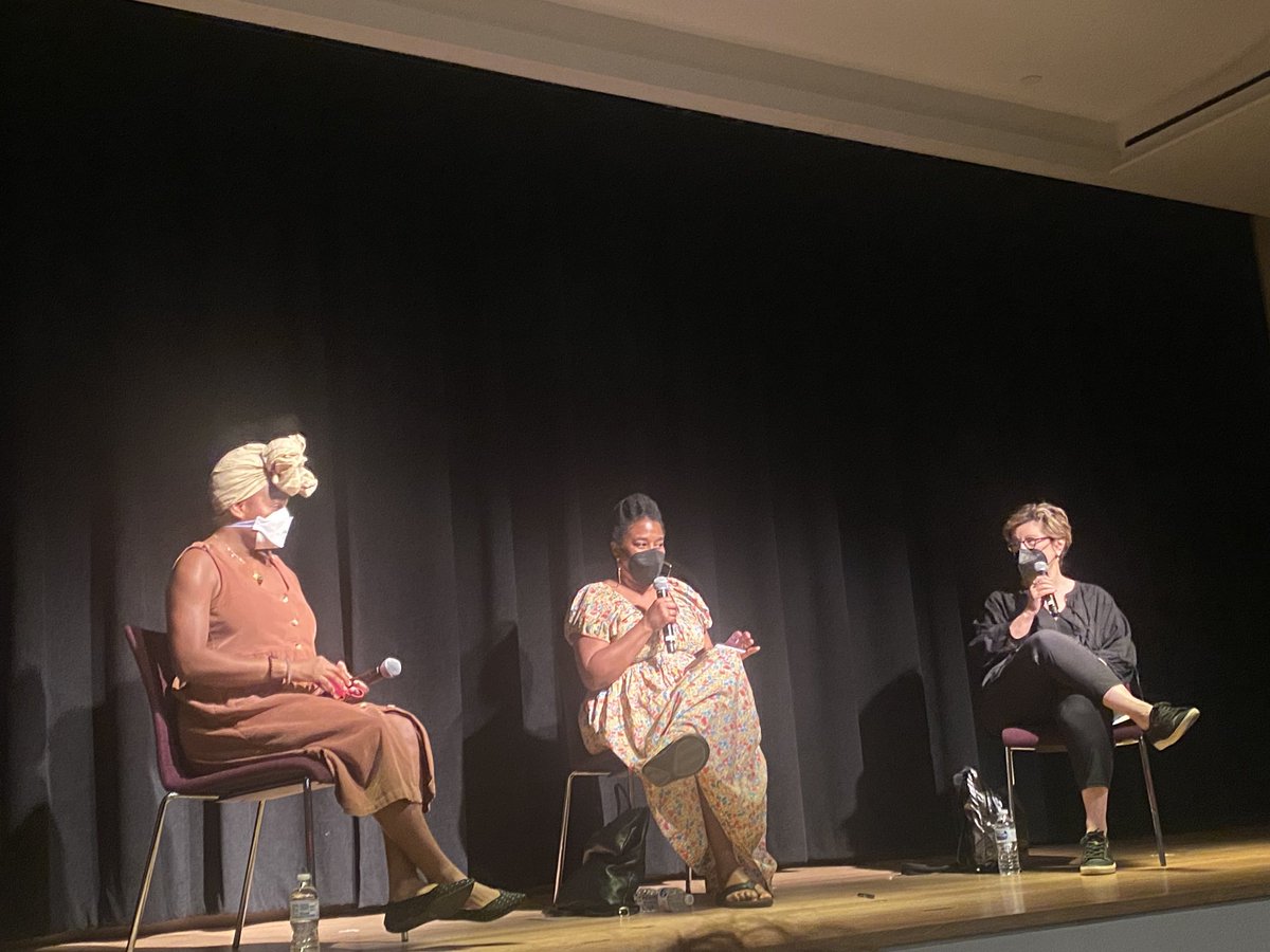 tainabienaime's tweet photo. Celebrating Lorraine Hansberry, 1st Black queer woman to stage a play on #Broadway, with Lynn Nottage @Lynnbrooklyn, Lisa Kron, & Erika Dickenson-Despenza. Playwrights as Activists #TransgressiveWomen #MCNYLIVE https://t.co/cW9hIyiL3E