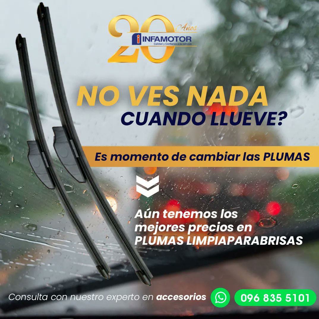 INFAMOTOR's tweet photo. 🌧️ Hoy hubo una lluvia leve, pero el clima puede cambiar y sino te sirven las PLUMAS LIMPIAPARABRISAS, debes cambiarlos antes de ocasionar un accidente.🚘 Aun tenemos excelente precios en este repuesto, visítanos y te ayudamos con el cambio.👍 https://t.co/YF6HNN2bJW