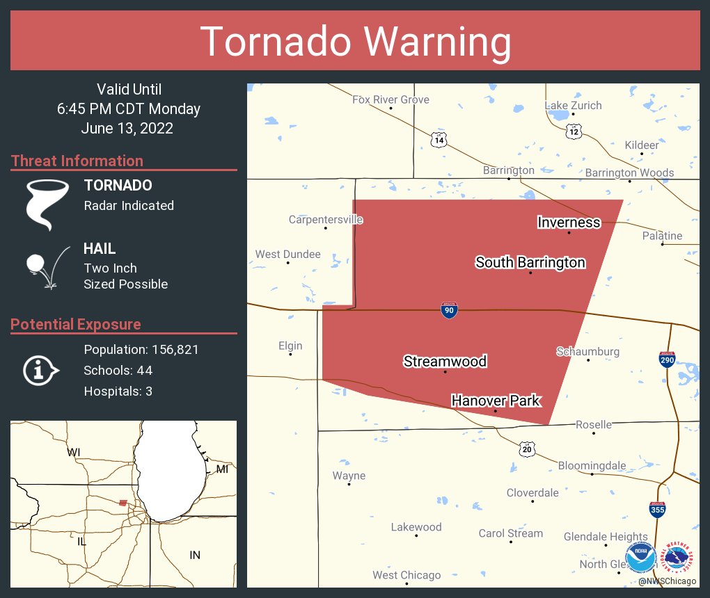 NWS Tornado on Twitter "Tornado Warning continues for Streamwood IL