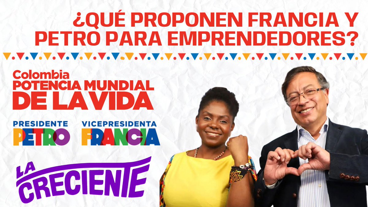LaCreciente1's tweet photo. En Colombia es difícil emprender 🥲 ya que las condiciones para hacerlo son muy complicadas y se generan múltiples barreras en el proceso 😮💨
¿Qué proponen Francia y Petro al respecto?🤔
¡Les contamos!👇🏼
#PetroPresidente #FranciaVicepresidenta #MarchaFinal https://t.co/gN0HcnyCOe
