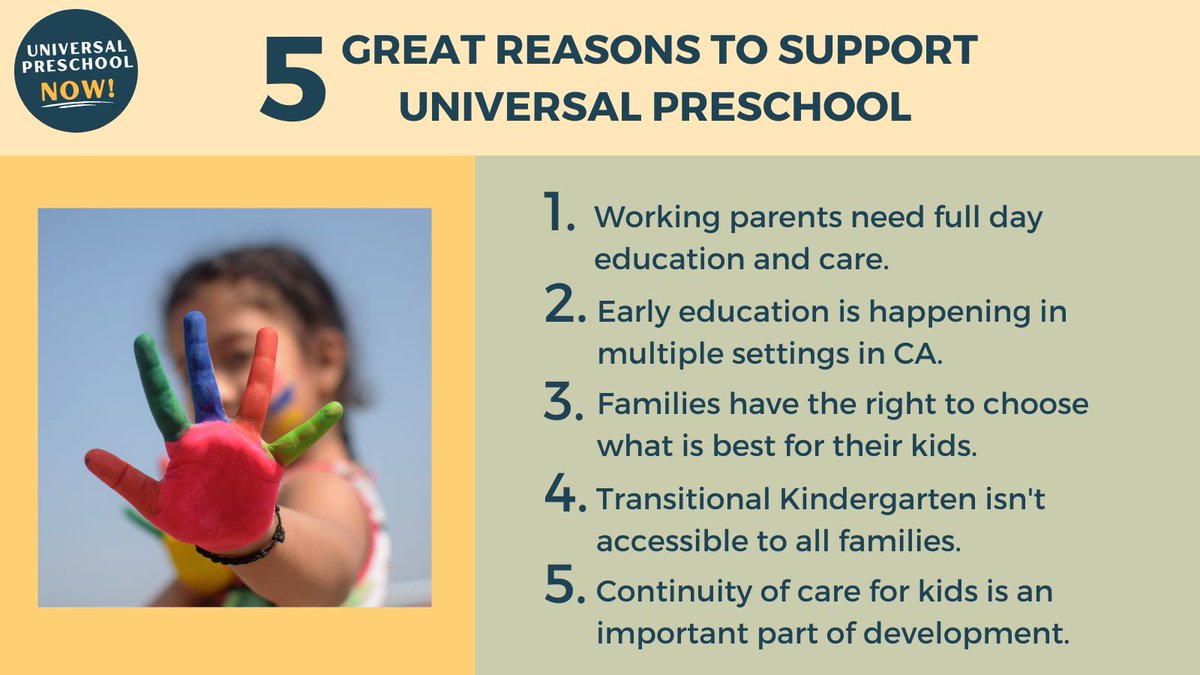 UPNowCoalition's tweet photo. Need a reason to support #UniversalPreschool and #SB976? We’ll give you five!   

@AsmPatODonnell  @AsmMeganDahle @AsmKevinMcCarty @asmstevebennett @QuirkSilva65th @alex_lee https://t.co/zmTI0KFjTO