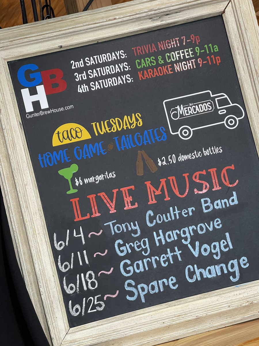 One of our FAVORITES is here on Saturday!!!  Come see👀 us!!!
#GunterBrewHouse #morethanjustcoffee #coffeelover #localmusic #drivethru #localmusicscene #GBH #smalltownsaturdaynight