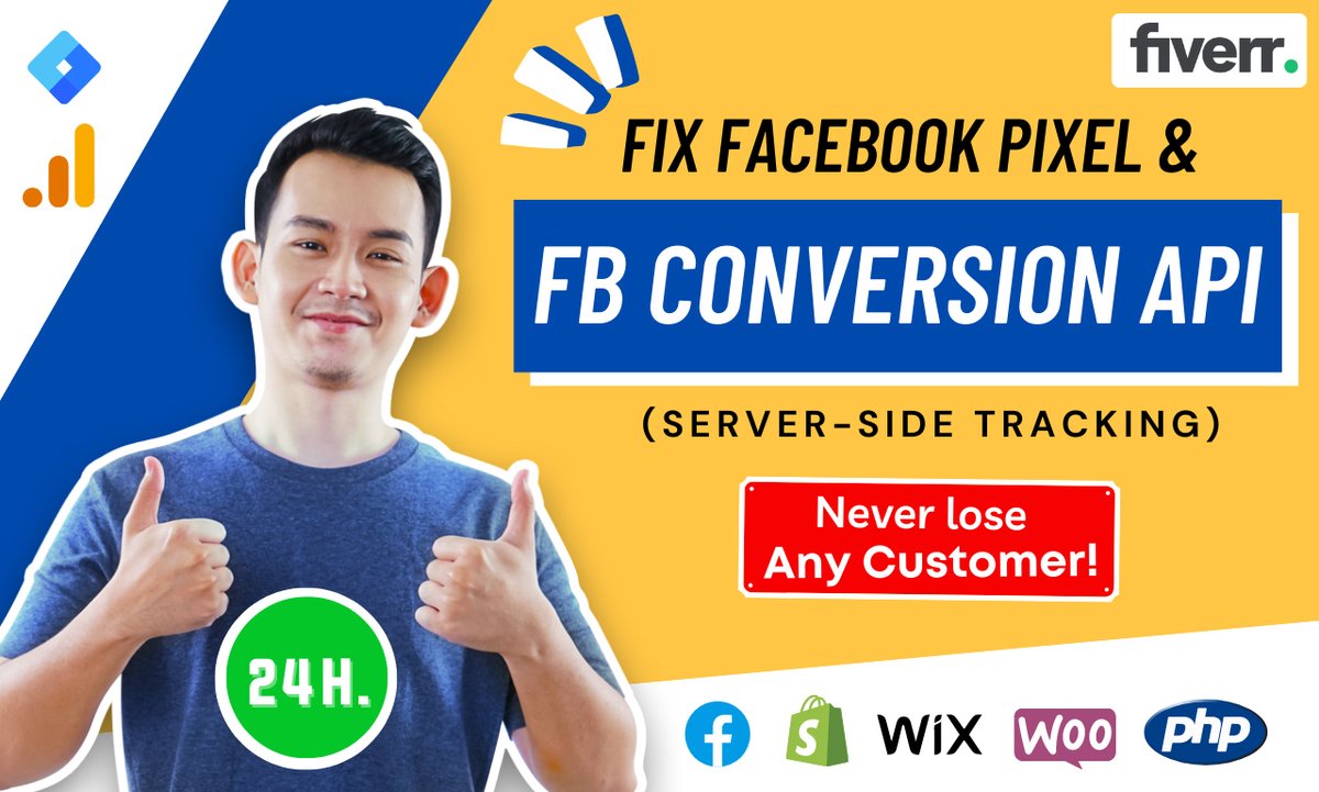 rashed_0075's tweet image. Get 30% OFF! 
Facebook Conversion API setup in any website. 
* 1 Hour Delivery
* 24/7 Support
* Google Analytics setup (Bonus)

Go: fiverr.com/share/vdQ0ye

#Wiggins #Celtics #facebookpixel #conversionapi #facebookads #tracking #shopify #dropshipping #ecommerce
