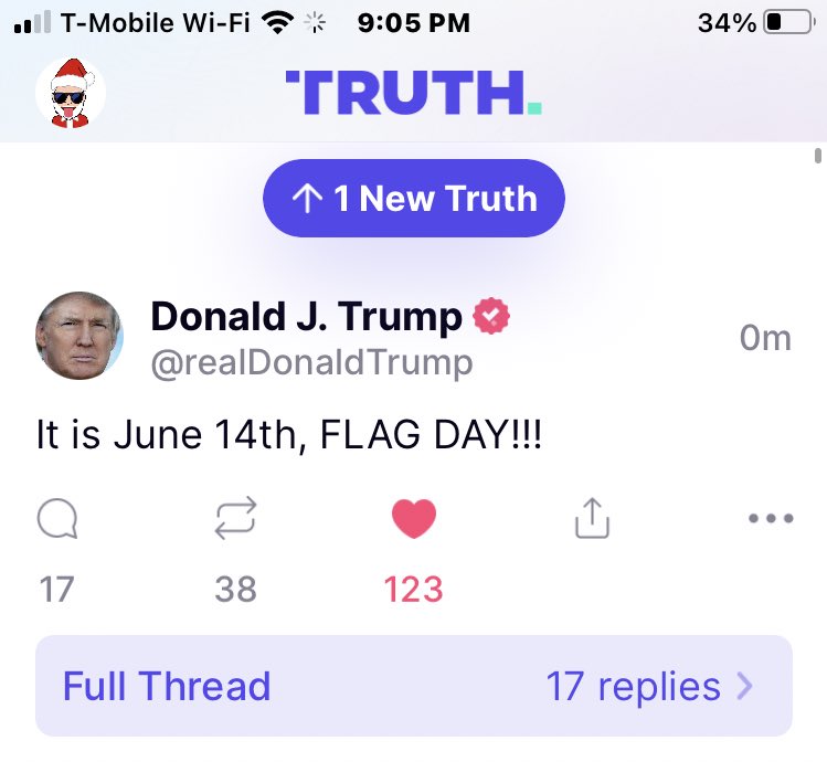 bigredwavenow's tweet photo. Happy Birthday #PresidentT! He’s a little excited! #HoHoHo #SCOTUS @realDonaldTrump @DanScavino @DonaldJTrumpJr @EricTrump @realLizUSA #WeWon #Trump2020 #EastCoastTime #TruthSocial https://t.co/CHQXkqxrrM