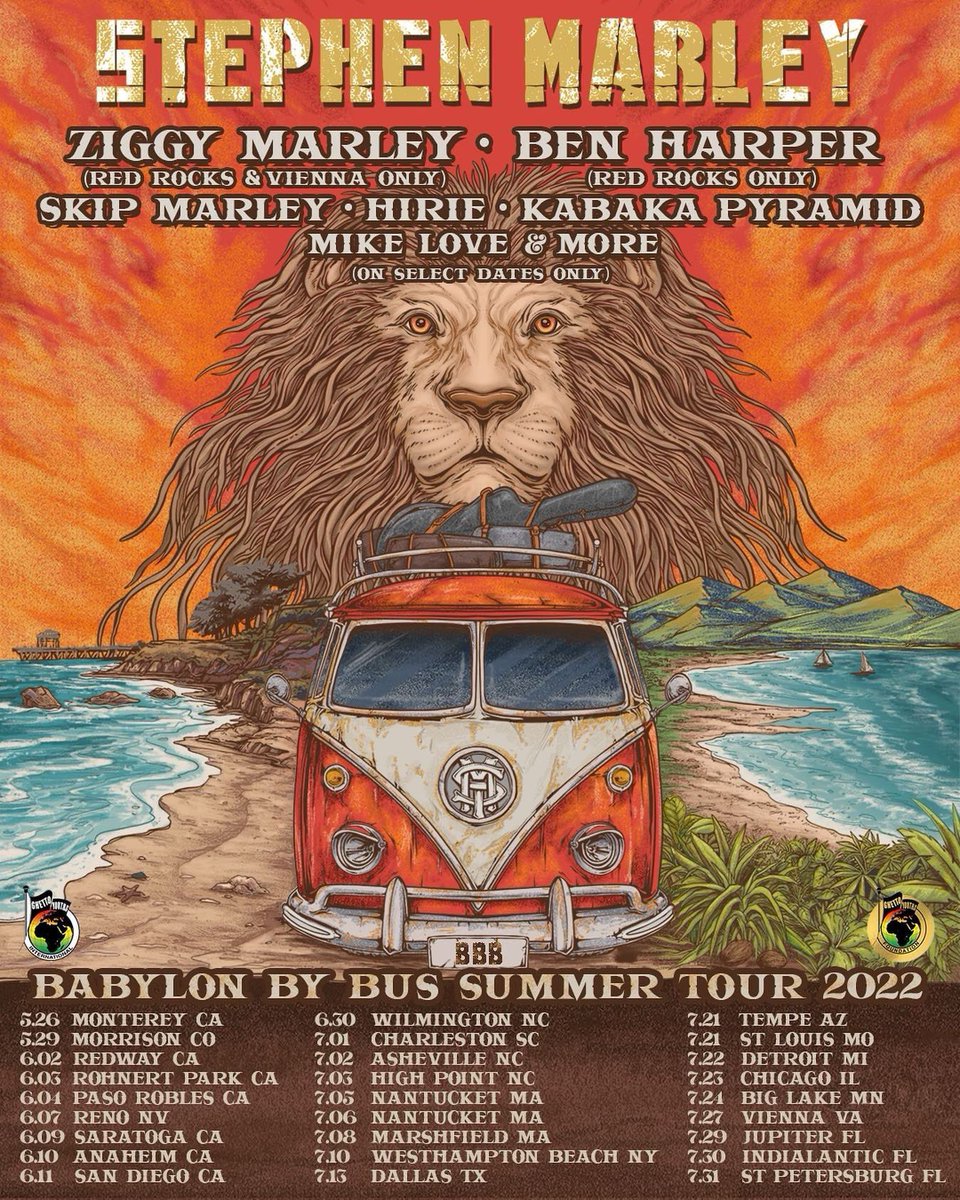 #BabylonByBus Summer Tour 🎶
ZIGGY MARLEY & FRIENDS
 Visit stephenmarleymusic.com for tickets & info 🙏🏾 

#musictour #musicshow #musicconcert #festdates