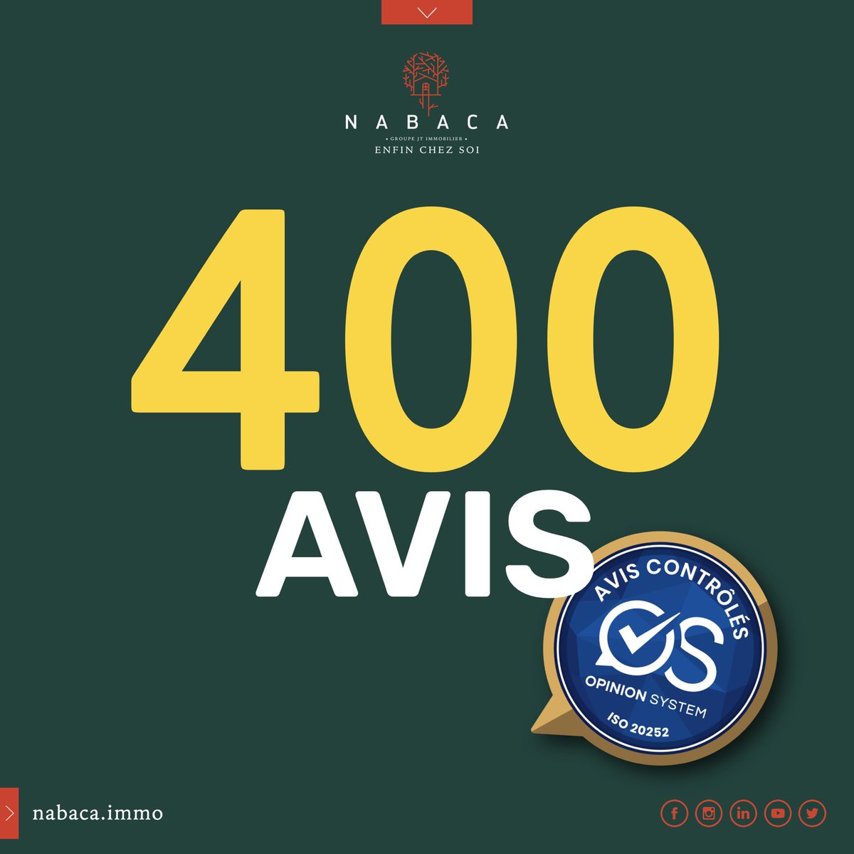 NabacaImmo's tweet photo. ⭐️ Chez Nabaca, nous mettons quotidiennement tout en place pour satisfaire nos clients 

🙏🏻 Merci à tous nos collaborateurs et clients

🧐 Consultez tous nos avis @opinion_system 👇
https://t.co/jFMh7meqNL

#vente #opinionsystem #satisfactionclient #venteimmobiliere https://t.co/6Px62vKofW