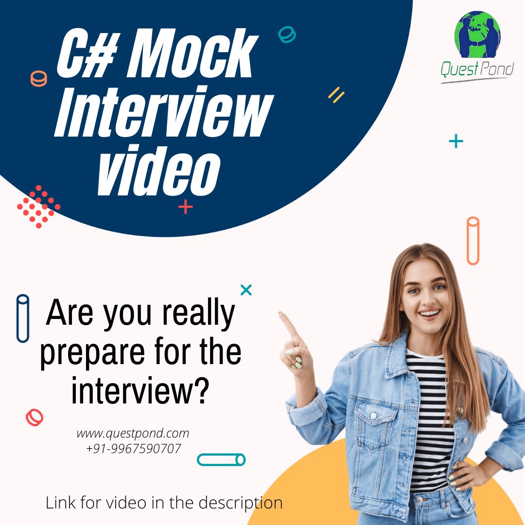 questpond's tweet image. 🤔 Do you know about how C# interview is taken ?
👉 The answer is here : youtu.be/7NgqWU0fTPw
✔️ For more : questpond.com
.
.
.
#mockinterview #CSharpInterview #csharpinterviewpreparation #interviewmock #interviewquestionsandanswers