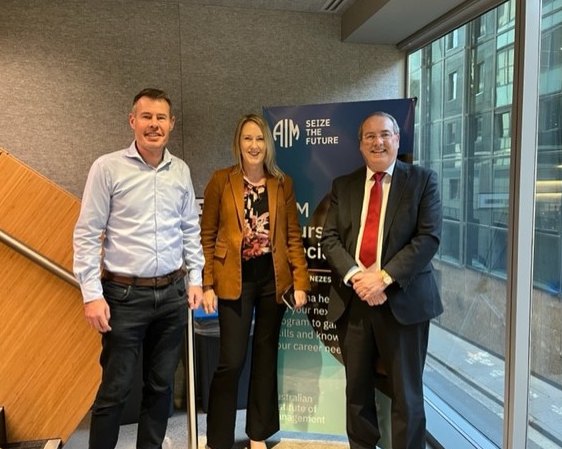 IndependentHEA's tweet photo. Great to see our CEO Dr Peter Hendy at the Australian Institute of Management.
AIM is a highly-valued #IHEAmember offering postgrad courses incl a Master of Business Administration #MBA.
Pic: Warren Creighton (CFO AIM), Janene Barrett (Exec Dir AIM Business School) & Peter. https://t.co/nTkkTuDoJ4
