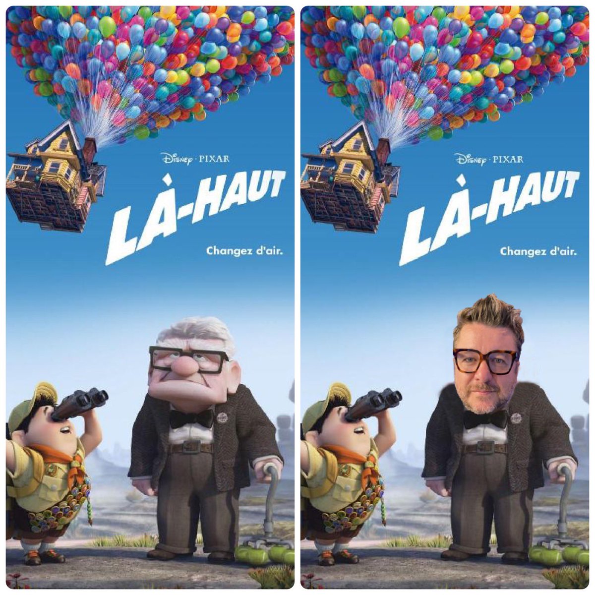 🎬🤓 <a href="/BrunoGUILLONOff/">Bruno GUILLON 🐵</a> porte de nouvelles lunettes ce matin… On trouve qu’il ressemble de ouf à Carl Fredricksen dans le film « Là-Haut »… vous aussi ? 😜😂 #BrunoFunRadio #LaHaut