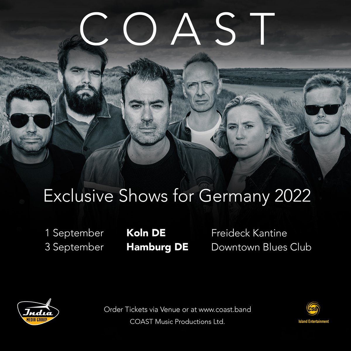 OfficialCOAST's tweet photo. ✨We're playing 2 exclusive shows Germany in September! ✨
Hope to see you there!! 
Book tickets here: 
Köln: https://t.co/NRw5NZ6s1C
Hamburg: https://t.co/8wJ52KpxAe https://t.co/ibxlqNrvys