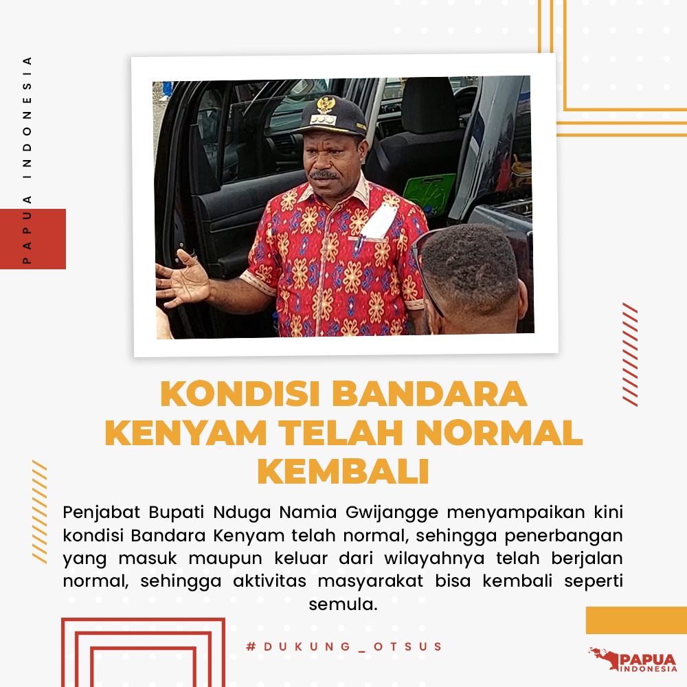 BrianAgst's tweet photo. Penjabat Bupati Nduga Namia Gwijangge menyampaikan kini kondisi Bandara Kenyam telah normal. #KKBAncamanBagiPapua #PapuaIndonesia https://t.co/zdqn82aQXk