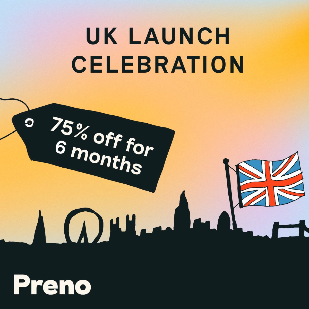 🎉 CELEBRATE OUR UK LAUNCH 🎉 
We're offering new customers 75% OFF PRENO for 6 months!
Sign Up Now: bit.ly/3HncUCl

This includes our:

👉 Property Management System
👉 Channel Manager
👉 Booking Engine

Sale Ends 30.06.22