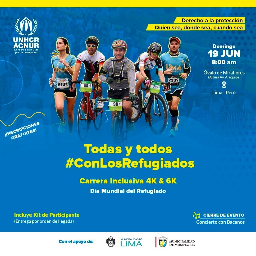¡Inicia la cuenta regresiva!

Este 19.06 sé parte de la experiencia en Lima, por aquellos que cruzan fronteras en busca de un mejor futuro. 💪

📍 8:00 a.m. - Óvalo de Miraflores 
🎟️  Inscripción gratuita 👉 bit.ly/3GkSERH
🎙 Disfruta el cierre del evento con <a href="/Losbacanos/">Bacanos</a>