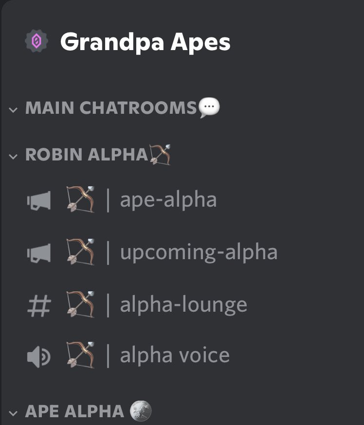 ops840's tweet photo. Looks like the @GrandpaApes discord just got a little makeover! 👀

#GrandpaApes is building! Here’s to all my Alpha Bandits! 🏹🏴‍☠️

Be greedy when others are fearful! 😈

#NFTCommunity #ALPHA #NFT https://t.co/gmXH9JXiy2