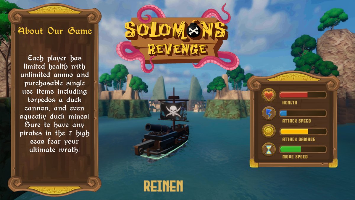 SolomonRevenge's tweet photo. With limited health and unlimited ammo, each player has to use their wits to avoid being hit by the enemy. With the ability to purchase torpedos, duck cannons, and even squeaky duck mines, sure to have any pirates in the 7 high seas fear your ultimate wrath!

#GamePass #solomons https://t.co/WNxbcz4h88
