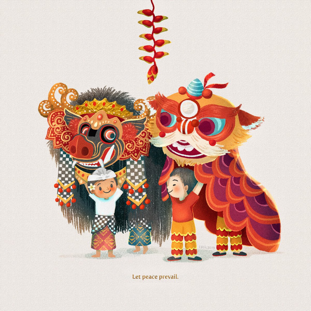 Ngelawang is a parade performed by the Balinese kids during the Galungan-Kuningan week, using the boar-shaped Barong Bangkung from house to house to drive out evil spirits. The homeowner will usually gives money to the children for the performance. [Thread]
