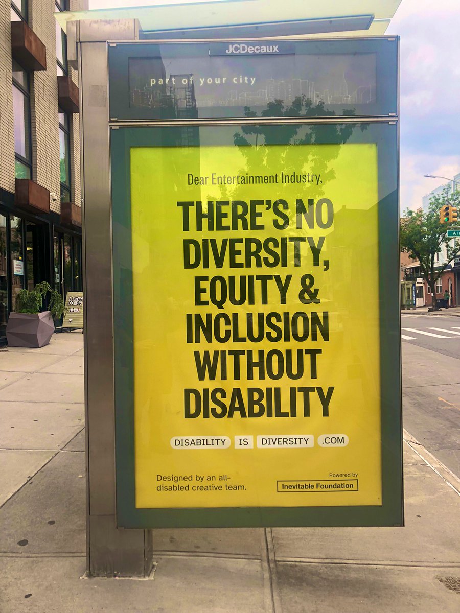 Spotted this sign over the weekend in Brooklyn 👇🏼

“Dear entertainment industry, 

There’s no diversity, equity &amp; inclusion without disability.”