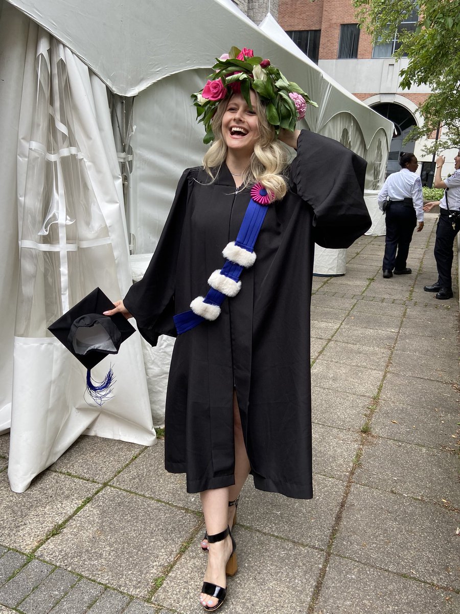 dr_anda_psy's tweet photo. Yesterday I attended my doctoral convocation. My mother gifted me a flower crown as a nod to the Romanian tradition for graduation ceremonies. From grade school to grad school, only the size of the smile has changed #phdone #phdconvocation #phdgraduation https://t.co/3bgebTsrVa