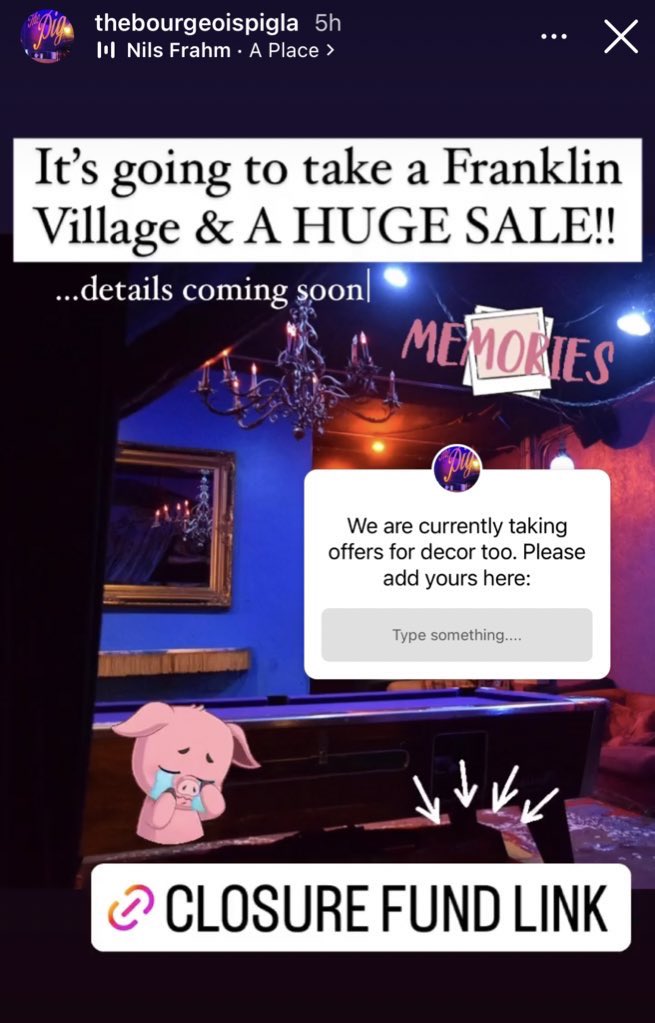 FVHollywood's tweet photo. Looks like The Pig will be selling off some of their decor, they also have mugs available (pic of post on their fb). I’ve included the link to their ig page below. #ThatMirror #ThoseLoveseats … https://t.co/D73GCAERTL https://t.co/Q33T1bwiql