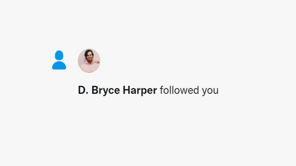 Post224Baseball's tweet photo. Today is the day that I get a moral victory!  Today is the day that @DBryceHarper has followed us.  The amount of joy that I am feeling right now is beyond words.  Mr. Harper, you have given me a reason to get up in the morning.  Make no mistake, D. Bryce Harper is the man! https://t.co/blqBEstTPa