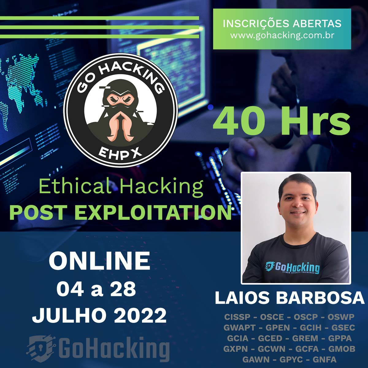 🚨INSCRIÇÕES ABERTAS🚨

Turma do curso Ethical Hacking Post Exploitation (EHPX), versão 2022, está com as vagas abertas e será conduzida por <a href="/laios_barbosa/">Laios Barbosa</a>. Você pode realizar a sua inscrição, agora mesmo, pelo link: gohacking.com.br/turma/bZYM6k9W…

VAGAS LIMITADAS !

#gohacking #EHPX