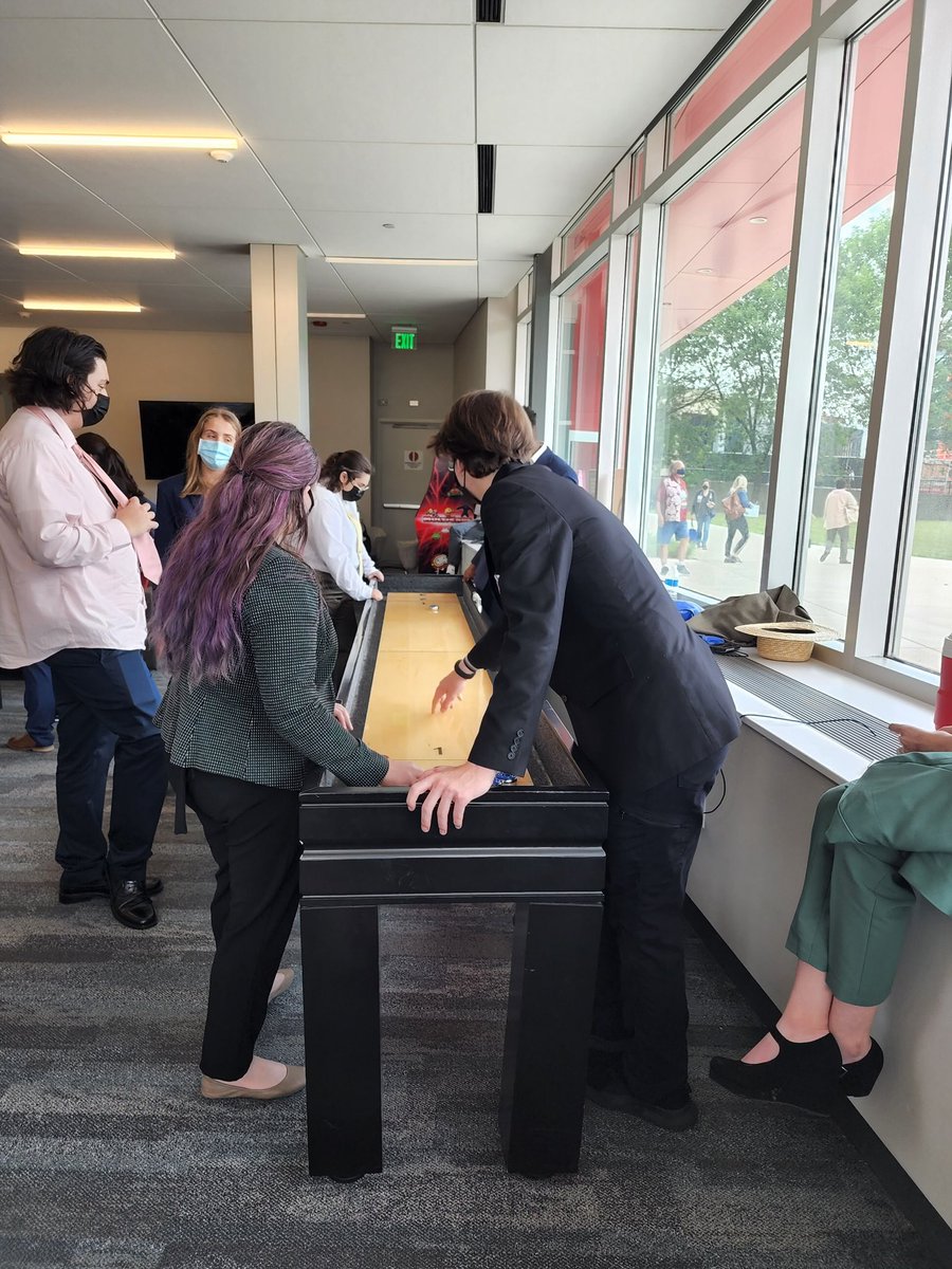 hreineking's tweet photo. We had our first day of competition with 4 prelim rounds today at #Nats22 Sabrina got to play shuffleboard between rounds. Our chicken 🐓 Dallas Louie is taking in the sights and the fried pickles of Louisville! @Westfield_SD @WWSWHS @speechanddebate https://t.co/oyWhvp5mae