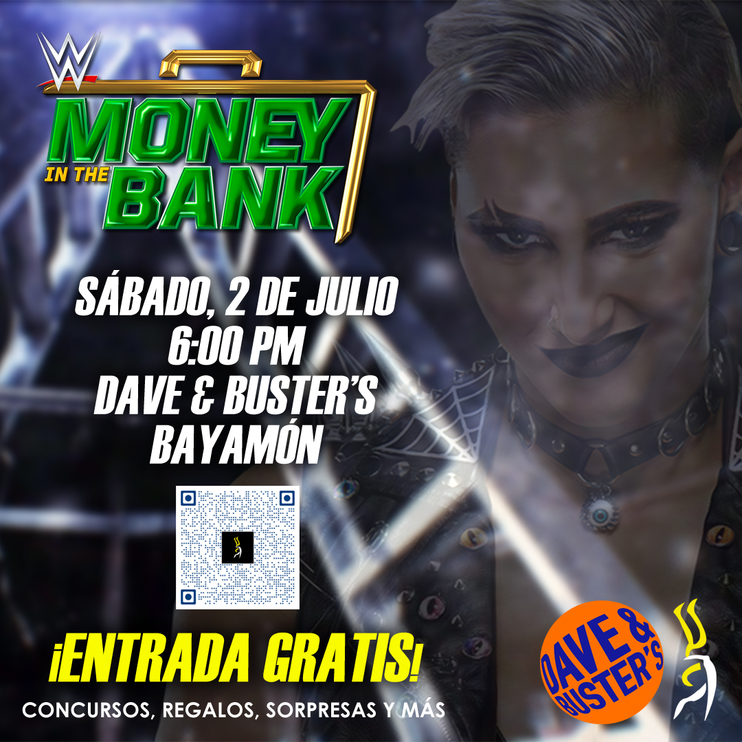 Contralona's tweet photo. Contralona te invita a disfrutar de #WWE Money In The Bank el sábado, 2 de julio, en Dave & Busters, Bayamón. ¡Ven con tu familia y amistades! Habrá consursos, regalos, sorpresas, cosplayers y mucho más. ¡Llega temprano! #MITB
SEPARA TU ESPACIO GRATIS ➡️ https://t.co/QAe0YGinAW https://t.co/jZHiMozop6