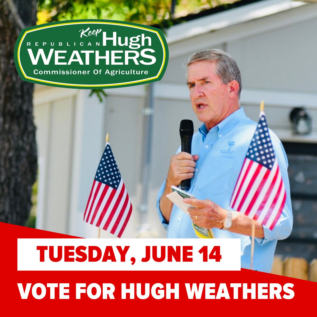It's #ElectionDay! Polls are open until 7 p.m.

Vote Hugh Weathers in the Republican Primary — The only farmer on the ballot!