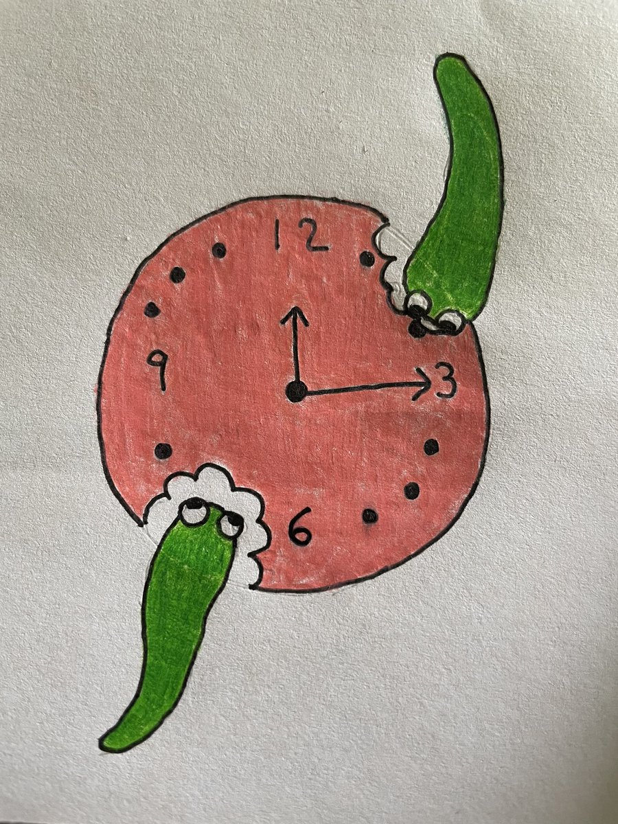 krebs_claudia's tweet photo. Today I complained about the “time eaters” in my day. My daughter drew them for me. These will get a special place in my office.   #overscheduled #VacationIsSoon https://t.co/oNNXEtw00B