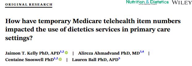 jaimonkelly's tweet photo. #openaccess we evaluated the use and cost of #Telehealth #MBS items for dietitians since their introduction. Findings: modest uptake, peaking at 17.7% and now consistently averaging 5% of total dietetics services. Implications discussed https://t.co/zdKtMDcHfH https://t.co/f5wtIajU2Z