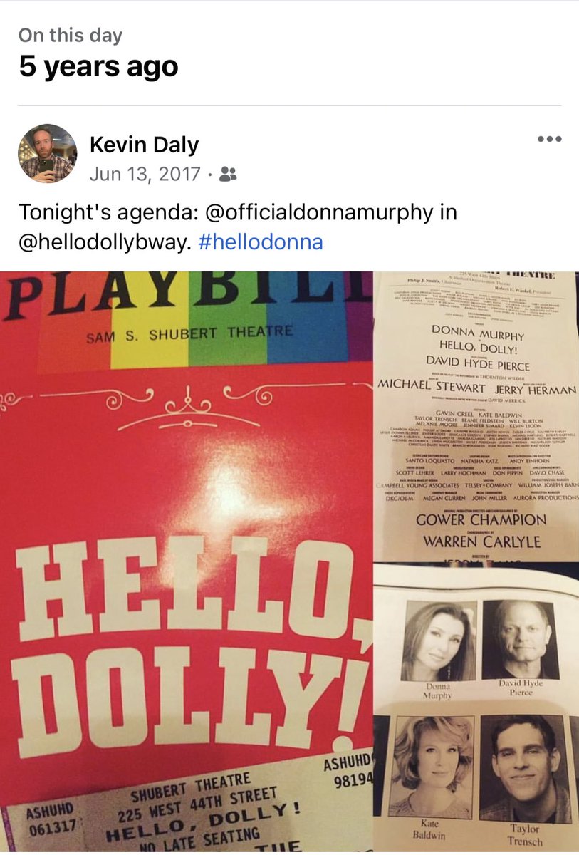 kevinddaly's tweet photo. Five years ago tonight: the first Tuesday night Dolly with Donna Murphy. #HelloDonna https://t.co/ngz5mtFB03